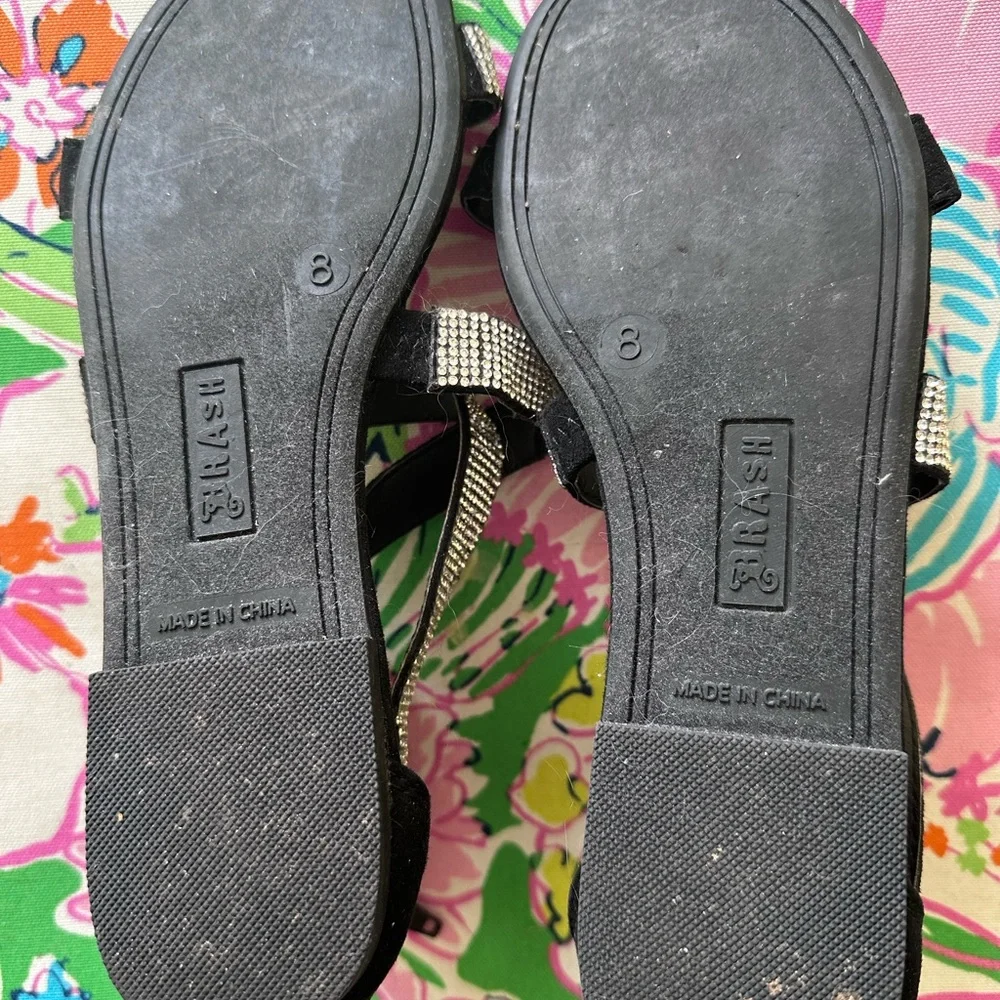 Brash Silver and Black Sandals with Rhinestone Embellishments - Picture 3 of 3